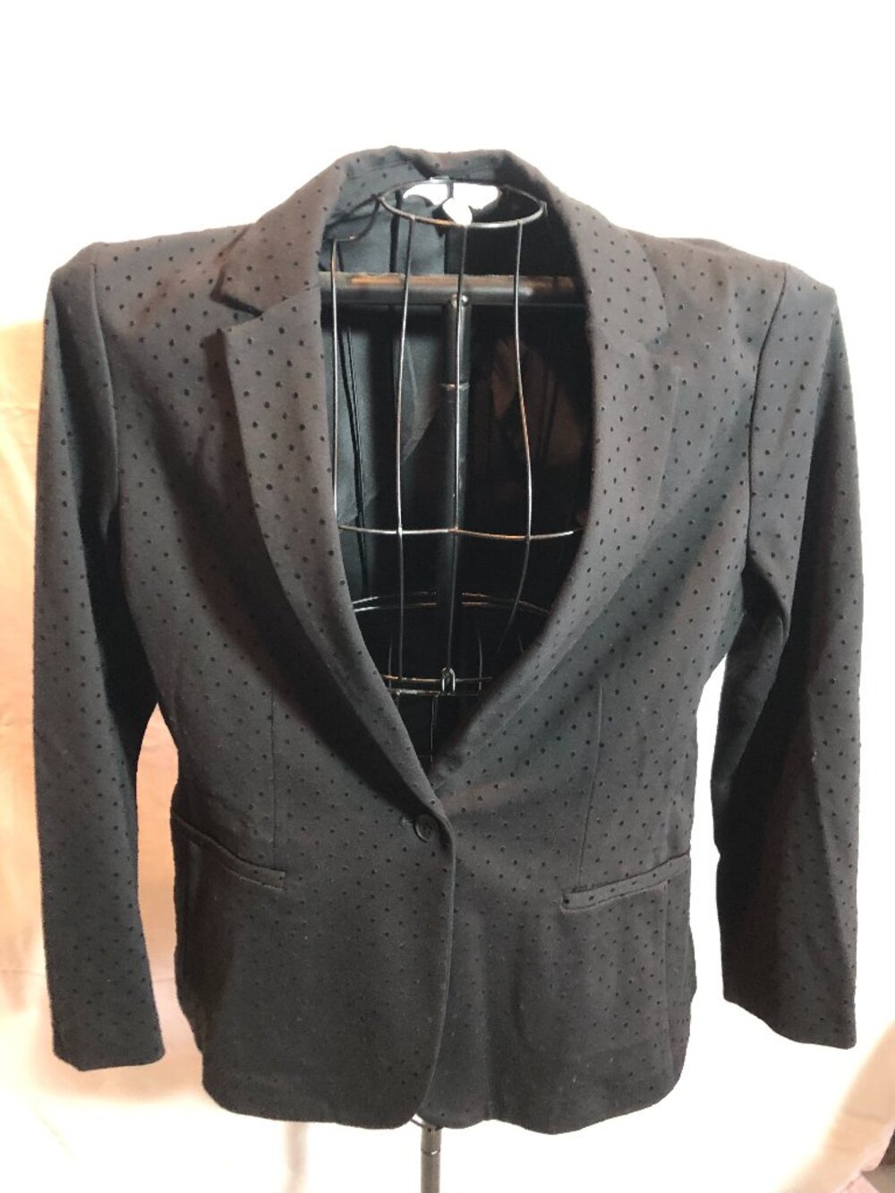 Old Navy LARGE Black Dot Pattern Womens Blazer Jacket 19" Pit to Pit #KD